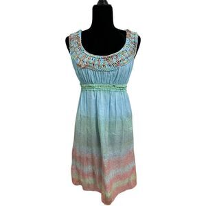 🎈*SALE* 100% SILK MULTI COLOR MINI DRESS  LINED MSSP SZ XS